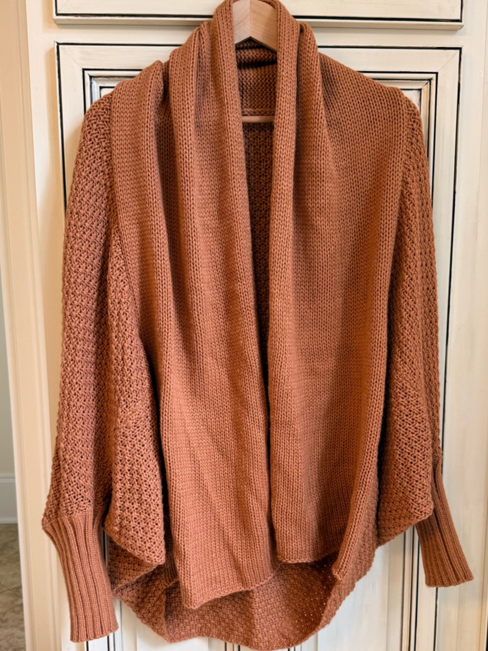 Women's Open-Front Cozy Knit Cardigan Sweater - Rust